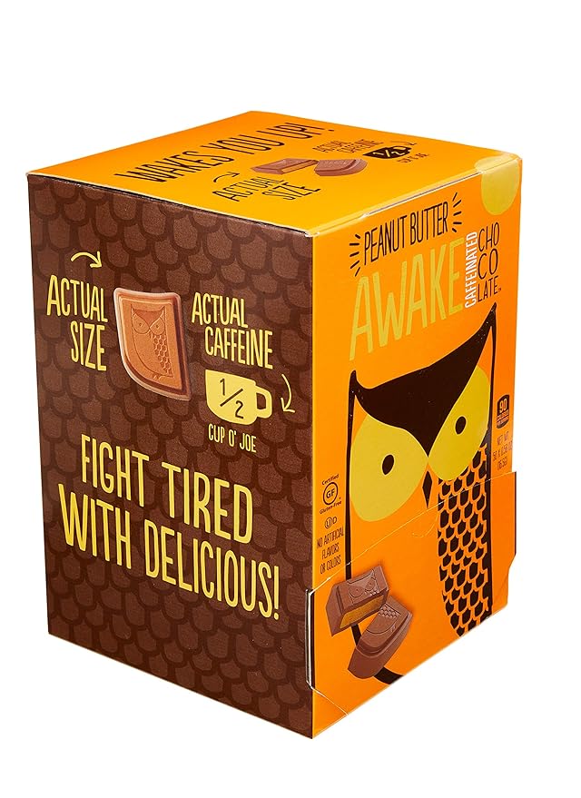 AWAKE Caffeinated Chocolate Bites, Peanut Butter Chocolate Energy Snack, 1 Bite Equals 1/2 Cup of Coffee, 50 Bites