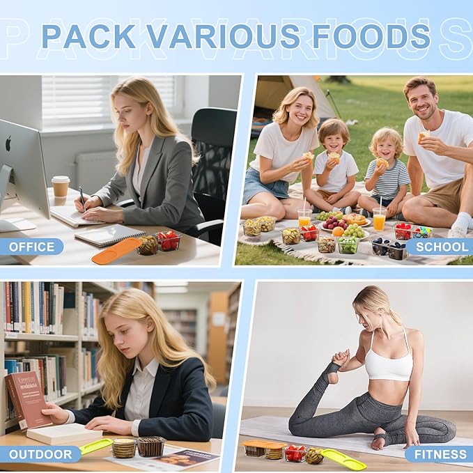 Reusable Snack Containers with Lids for Kids-Gemstone Bright 5 PACK, [UNIQUE DESIGN 2-COMPARTMENT] BPA-Free/Microwave/Dishwasher Safe, Snack Bowls Container for On-the-Go Meals,Camping and Travel