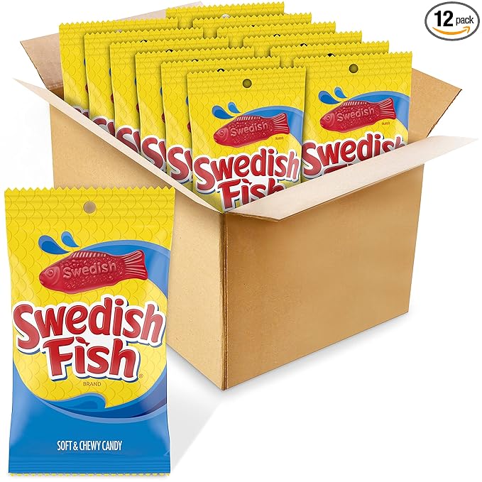 SWEDISH FISH Soft & Chewy Candy, 12-8 oz Bags