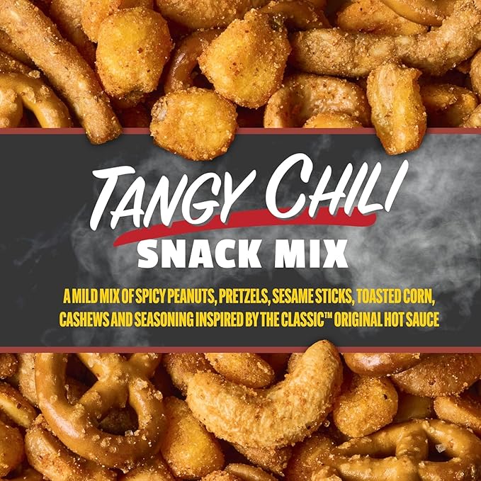 Snak Club x Hot Ones Tangy Chili Snack Mix, Mild Spicy Snacks with Peanuts, Pretzels, Sesame Sticks, Toasted Corn & Cashews, Inspired by Hot Ones Hot Sauce, 10 oz Bag