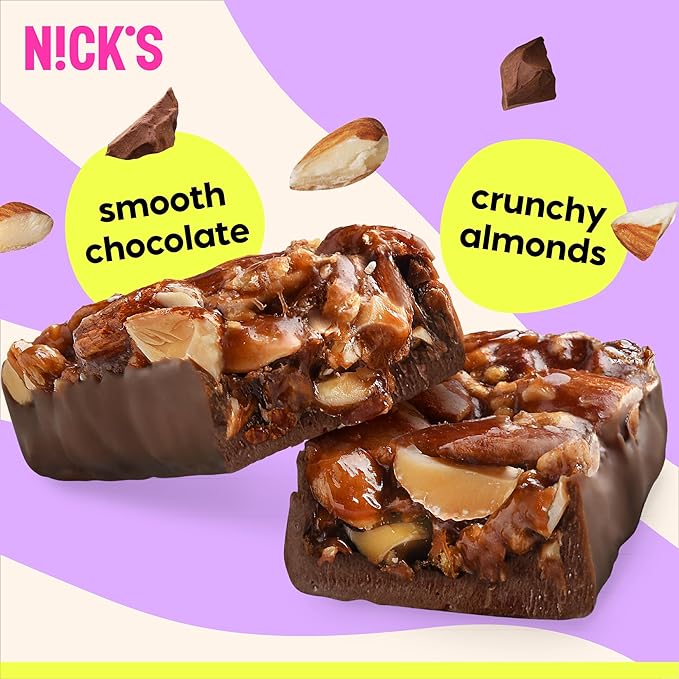 NICKS Keto Nut Bar, Almond Chocolate, Keto Nut Snack for Sports, Hiking & Outdoor Activities, 1G sugar, 3G net carbs, healthy snack, (pack of 12), 12.0 Count, 40.0 grams