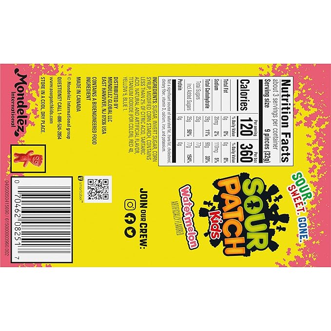 SOUR PATCH KIDS Watermelon Soft & Chewy Candy, Bulk Candy, 12 - 3.5 oz Boxes