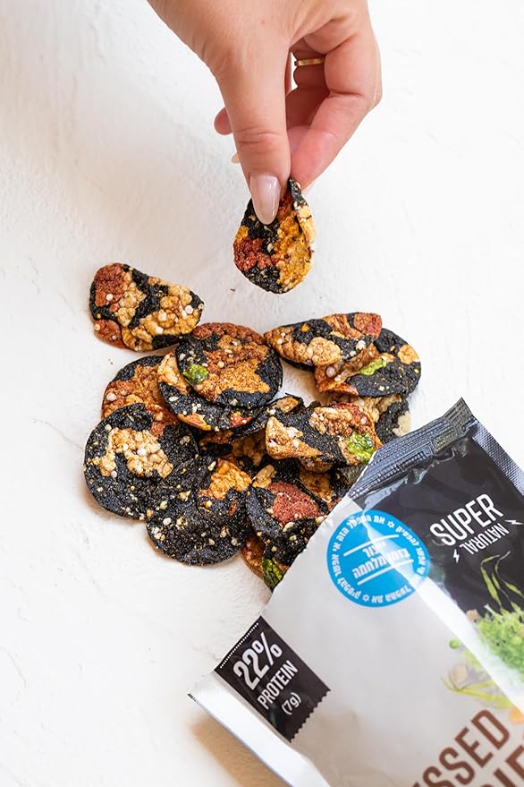 Super Natural Snack Pressed Veggie Crisps - Seaweed Mix 12/1.6 ozbags | 9g Protein | 12 vegetable ingredients | Baked not Fried | Gluten Free | Protein and Fiber | Vegan Plant Based | Non GMO | Kosher | GLP-1 Friendly