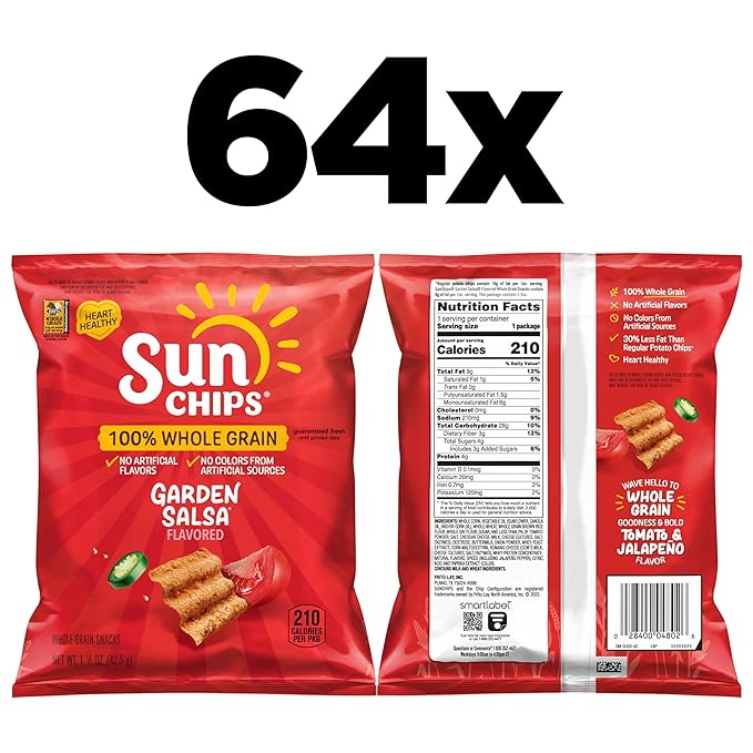 SunChips Garden Salsa Flavored Multigrain Snacks, 1.5-Ounce (Pack of 64)