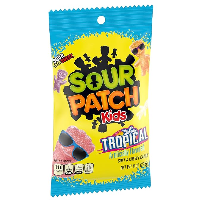 Sour Patch Kids Tropical Soft & Chewy Candy, Bulk Candy, 12-8 oz Bags