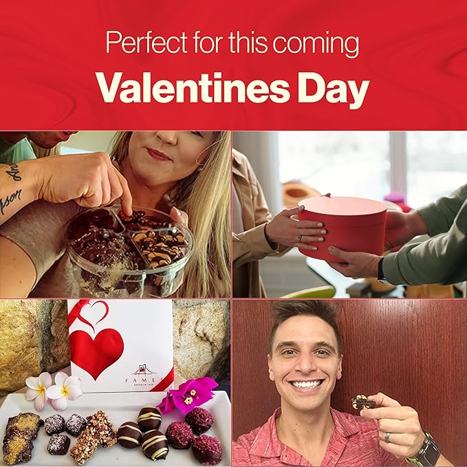 Nut Clusters Chocolate Gift Box - Assorted Caramel Brittles, Pecan Patties, Almond & Cashew Clusters, Kosher Dairy Free Nuts and Chocolates Basket, Dark Chocolate Covered Nuts Valentines Day Baskets Gifts