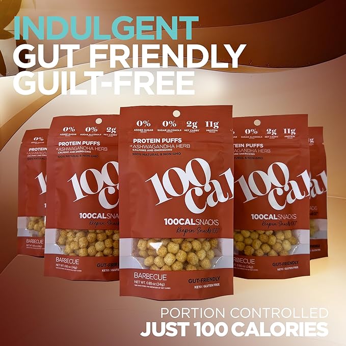 Protein Puffs BBQ | 11g High Protein, 4g Fiber | Low Calorie, Gut Healthy Salty Snacks for Adults and Kids | Low Carb Keto, No Sugar Added, Gluten Free Vegetarian Healthy Chips | Crunchy Wholesome Yum Weight Loss Snack Pack with Ashwagandha, Organic In...