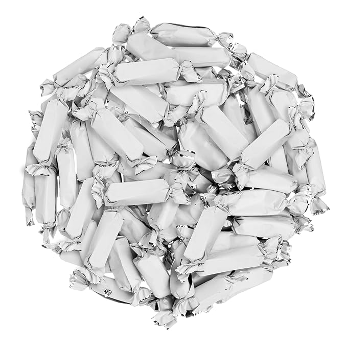 Candy Envy - Individually Wrapped Caramels - White Wrapper - 12 Bags (Casepack) Bulk White Candy