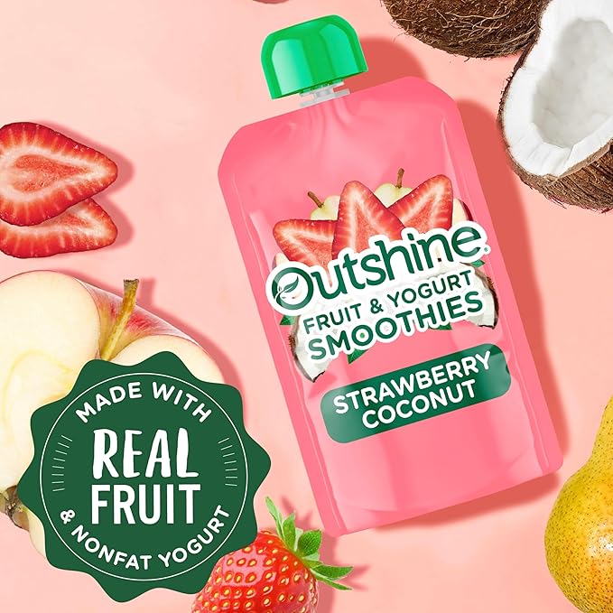 Outshine Smoothie Fruit & Yogurt Smoothie Pouches - Strawberry Coconut (24 Pack)