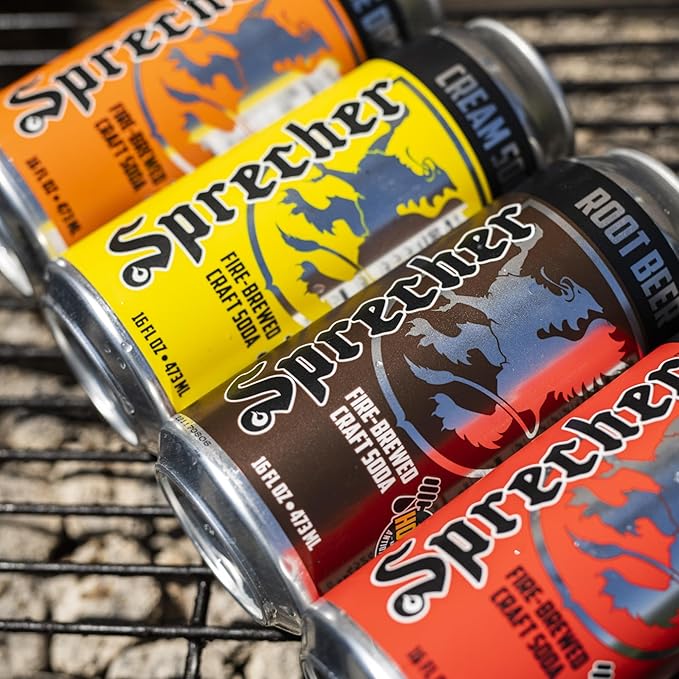 Sprecher Black Cherry Soda 16 fl oz Cans (12 Pack), Fire-Brewed with Real Honey & Door County Cherry Juice – Handcrafted, Caffeine-Free, Gourmet Beverage