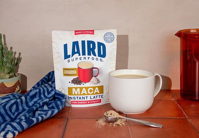 Laird Superfood Maca Instant Latte, Non-Dairy, Sweet & Creamy, Superfood Creamer, Gluten Free, Non-GMO, Vegan, 8 oz. Bag, Pack of 1