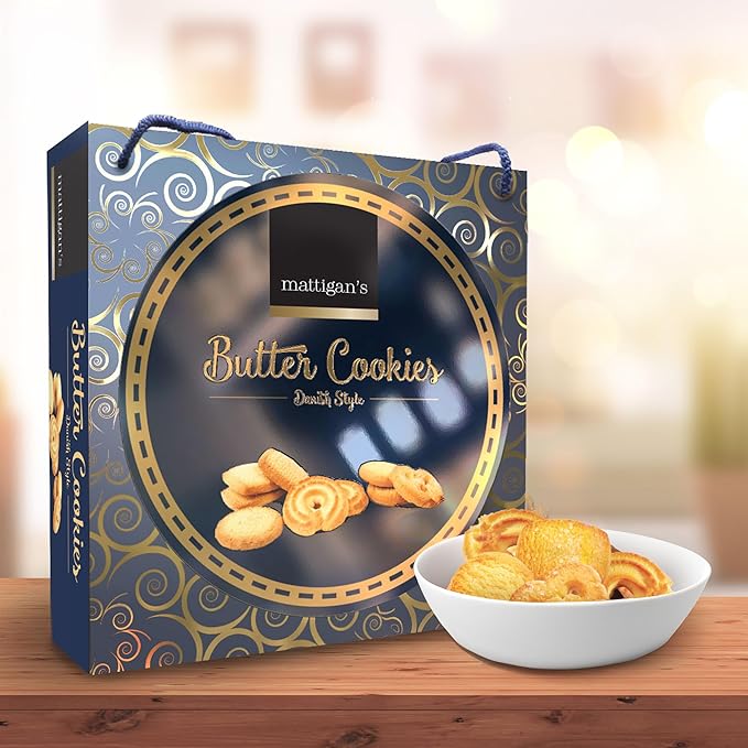 Mattigan's Danish Butter Cookies Traditional in 16 oz Tin – Classic Assorted Flavor Danish Butter Cookies, Gourmet Gifts for Holidays, Birthdays, Snack Gift, & Special Occasions, Reusable Metal Tin