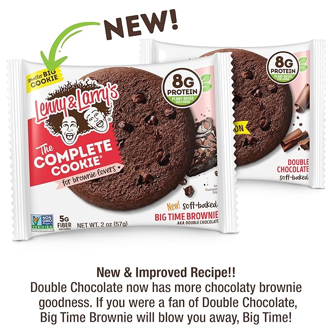Lenny & Larry's Complete Protein Cookie, [Big Time Brownie], Chewy Soft Baked, 16g Plant Protein, Vegan, Non-GMO, High Fiber, [2 Ounce] Cookie (Pack of 12)
