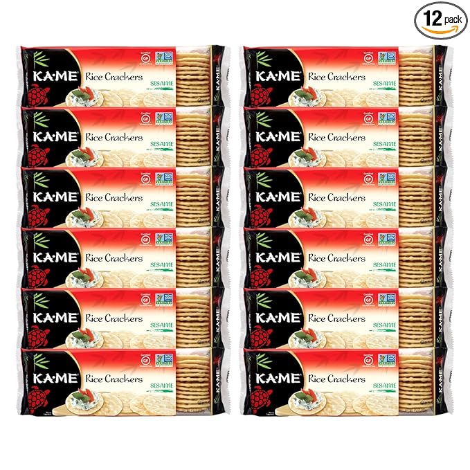 Ka-Me Rice Crackers Gluten Free And Non GMO Verified - Sesame (Pack of 12)