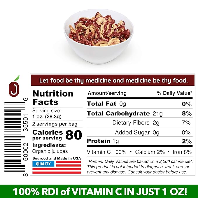 USDA Organic California Grown Pure Jujube Product | JUJUME Crisps | Sweet Jujube Chips | ZERO Added Sugar or Preservatives | All-Natural Healthy Snack | 20-pack 3oz bags
