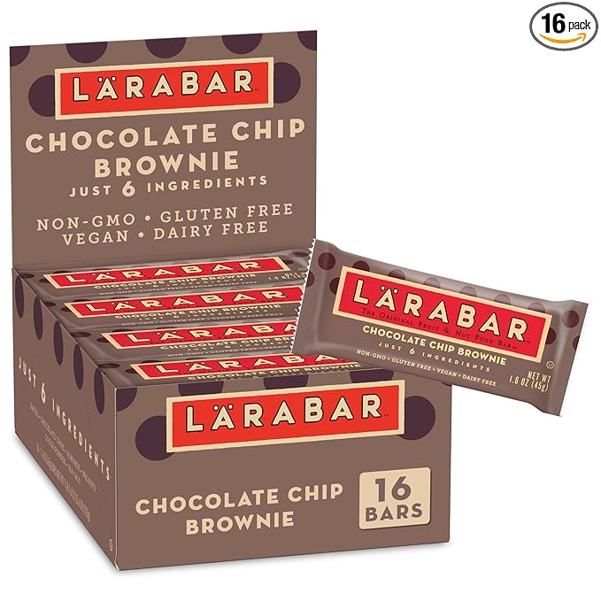Larabar Chocolate Chip Brownie, Gluten Free Vegan Fruit & Nut Bar, 16 Ct
