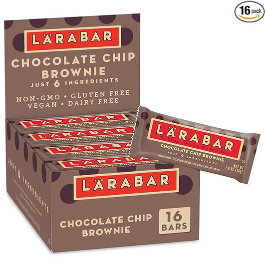 Larabar Chocolate Chip Brownie, Gluten Free Vegan Fruit & Nut Bar, 16 Ct