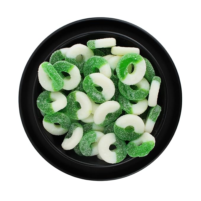Green Apple Gummy Rings Candy - Fresh, Soft, and Chewy Sugar Dusted Gourmet Green Apple Rings Gummy Candy, by Queen City Candy Cave (3 Pound)