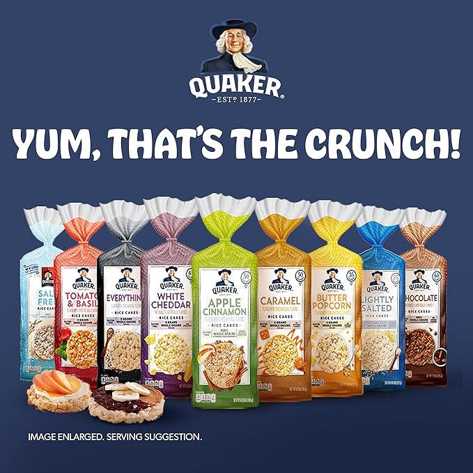 Quaker Large Rice Cakes, Chocolate, 7.23 oz Bags, (3 Pack), Gluten Free, Whole Grain, No Added Colors