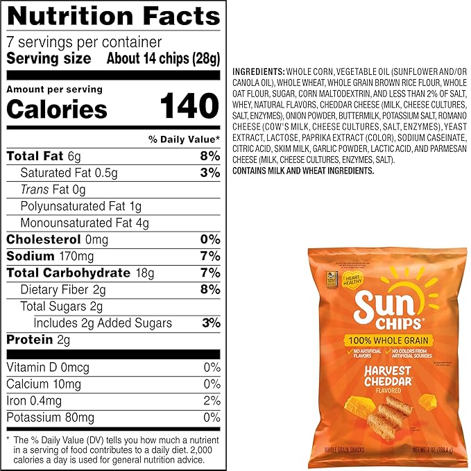 Sunchips Multigrain Snacks Harvest Cheddar, 7 Oz