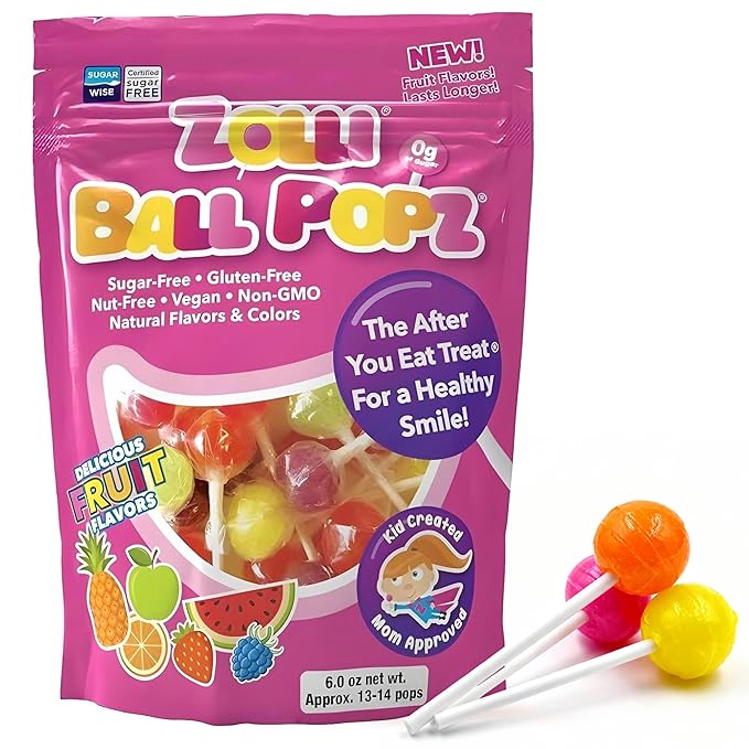 Zollipops Zolli Ball Popz Lollipops Clean Teeth, Natural Fruit, 6oz