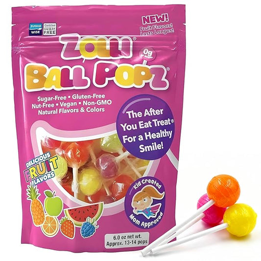 Zollipops Zolli Ball Popz Lollipops Clean Teeth, Natural Fruit, 6oz