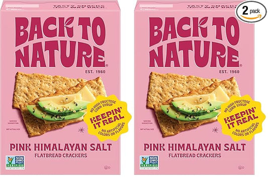 Back to Nature - Pink Himalayan Sea Salt Multigrain Flatbread Crackers - Made With Real Ingredients like Wheat Flour and Whole Grains - Enjoy a Seriously Tasty Non-GMO Snack - 5 ounce (Pack of 2)