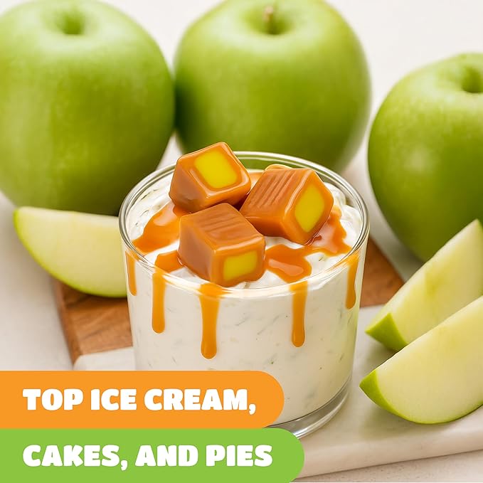 Caramel Cubes Candy - 2 Pound Pack (150 Count) - Green Apple Filling - Individually Wrapped