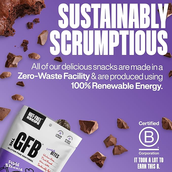 The GFB Fudge Brownie Cookie Protein Bites - Allergen Friendly & Nut Free - Gluten Free, Plant Based, Non GMO, Sustainably Made – Ridiculously Tasty, Healthy, Protein Energy Balls, 4 oz (4 Count)