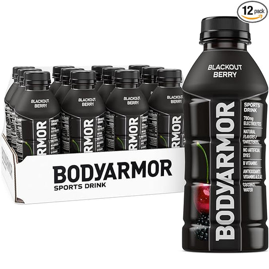 BODYARMOR Sports Drink, Blackout Berry, Electrolyte Drink Hydration, 16 Fl Oz Bottles (12 Pack), Flavored Coconut Water with B Vitamins & Antioxidants