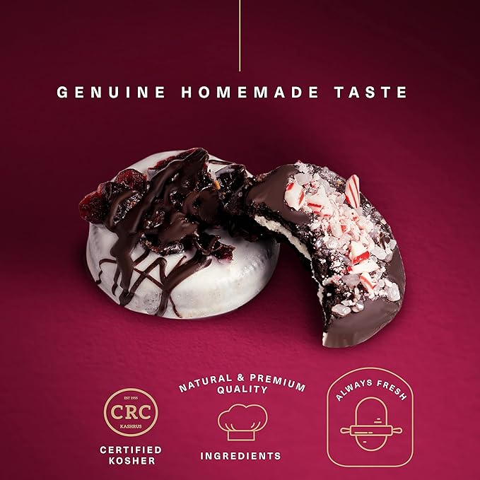 KREMERY Creamy Chocolate Cravings - Valentines Day Chocolate Covered Sandwich Cookies & Cream Gift Basket, in Elegant Gift Box (12 Cookies, Assorted Sweet Toppings) Sweet Treats, Kosher