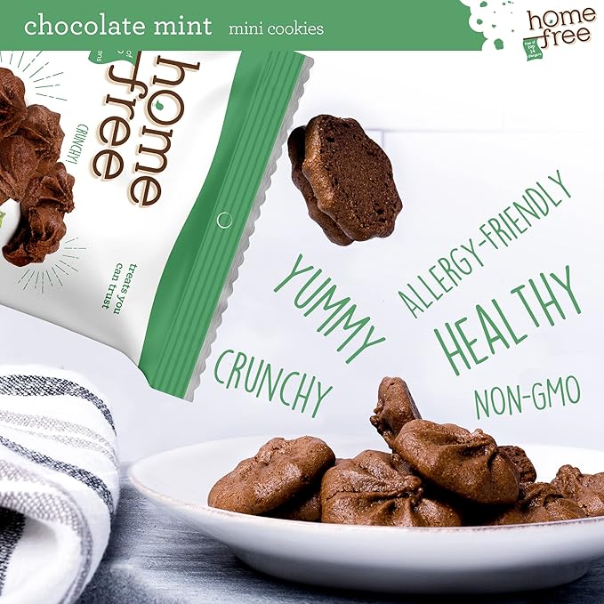 Homefree Chocolate Mint Mini Cookies, Gluten Free, Nut Free, Vegan, Individually Wrapped Packs, School Safe and Allergy Friendly Snack, 0.95 oz. (Pack of 64)