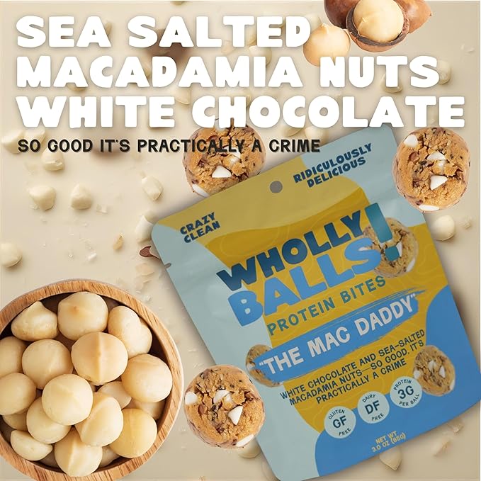 Wholly Balls Protein Bites – Healthy Plant-Based Snack | High Protein, Low Sugar, Gluten-Free Energy Balls (Pack of 3, Classic Combo Bundle)
