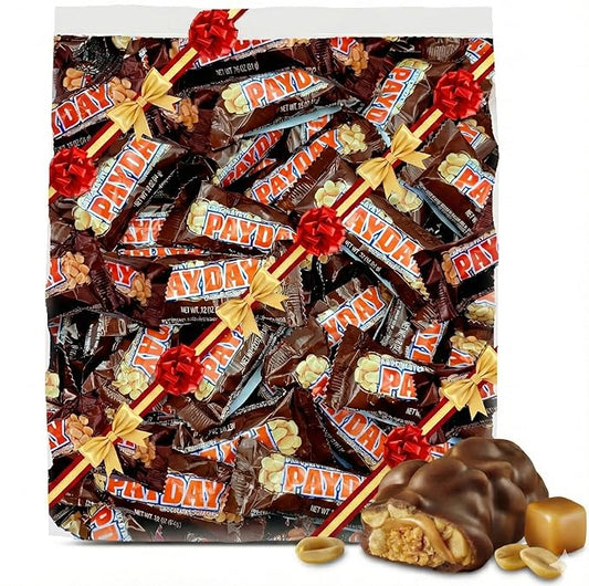 PaydayChocolate Peanut Caramel Bars Chocolaty Covered Peanut & Caramel Bars 2 lb – Chewy & Crunchy Candy with Roasted Peanuts – Individually Wrapped Bulk Gift Bag 2 Pounds