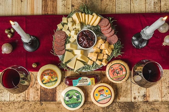 Cheese Bros 'The Best Gifts are Cheesy' Food Gift Box | Fresh from Wisconsin | Featuring Dill Havarti, Assorted Goudas, Italian Fratello | Great Gifting Idea for Hanukkah and Christmas