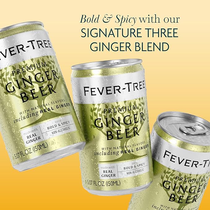 Fever-Tree Ginger Beer – Premium Mixer for Cocktails and Mocktails, 5.1 fl oz Cans, Pack of 8 – Naturally Sourced, Non-GMO