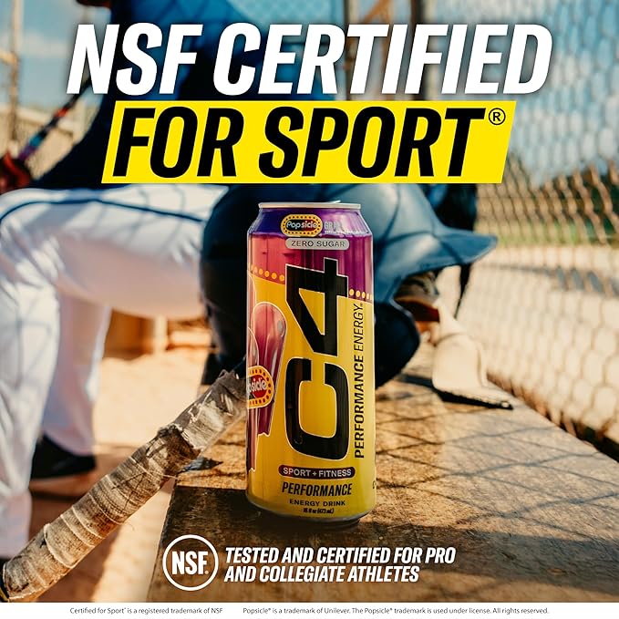 Cellucor C4 Energy Drink x Grape Popsicle, Carbonated Sugar Free Pre Workout Performance Drink with no Artificial Colors or Dyes, 16 Oz, Pack of 12 | Carbonated, Pre Workout, Performance Drink, no Artificial Colors, no Dyes