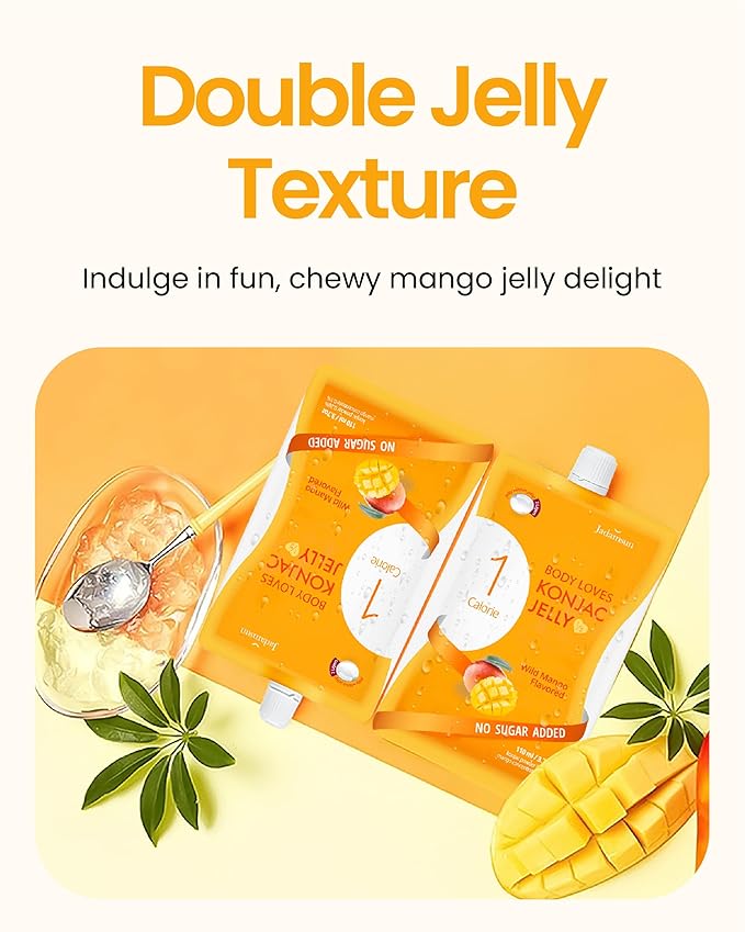 Jadamsun Konjac Jelly Juice (Mango, 10 pcs) - Delicious Low-Calorie Healthy Korean Snack, Drinkable Fruit Snack, Sugar-Free, Vegan, Gluten-Free
