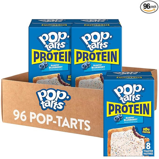 Pop-Tarts Protein Toaster Pastries, 10g Protein, Bumpin' Blueberry (96 Pop-Tarts)