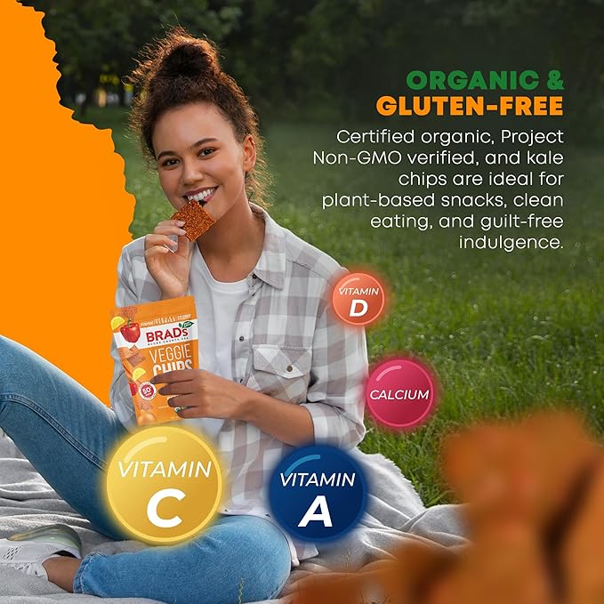 Brad’s Plant-Based - Organic Veggie Cheddar Chips - Delicious Healthy Snacks - High Protein & High Fiber Snacks - Low Carb - Organic Veggie On-the-Go Cheddar Chips - 3 Oz (Pack of 5)