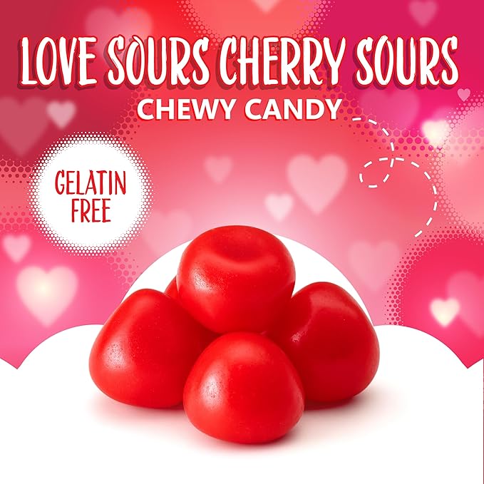 Cherry Sours Individual Pouches | 36 Count | Sour Cherry Balls in Mini Triangle Packs for Valentine Candy Bowls | Old Fashioned Chewy Candy for Office, Classrooms & Party Favors