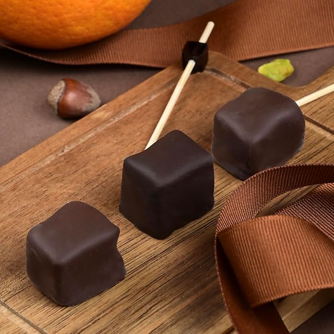 Biteyz Choco Turkish Delight, Vegan Candy Gift Box - Chocolate-Covered Assorted Treats with Orange, Pistachio, and Hazelnut, 25 Pieces of Gourmet Handmade Vegan Snacks