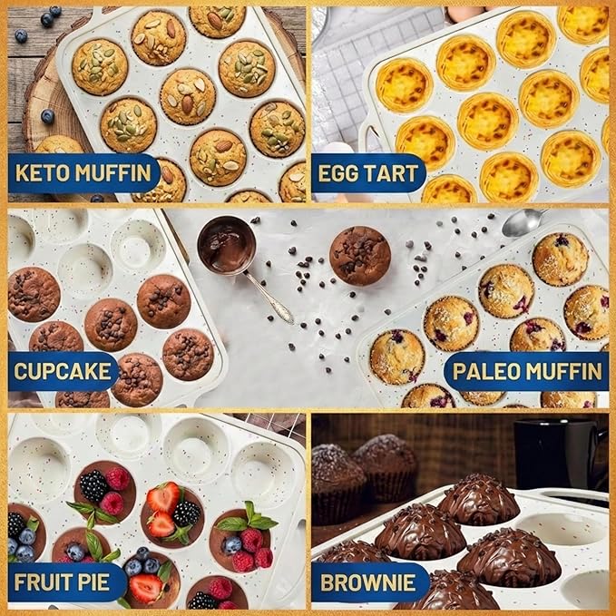 BAKE BOSS 1-Pack - Silicone Muffin Pan for Baking with Metal Reinforced Frame, 12 Cup Regular Size Cupcake Pan, BPA Free -Silicone Muffin Tray, Cupcake Baking Pan Molds for Oven Dishwasher Safe
