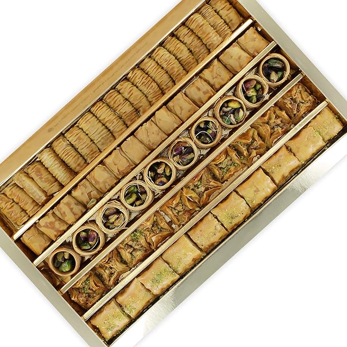 Anabtawi Middle Eastern Sweets - 70-Piece Assorted Baklava, Pistachio and Almond Pastry - Traditional Arabic Baklava Gift Box - No Preservatives, No Additives - Gourmet Baklava Pastry Boxes - 800g