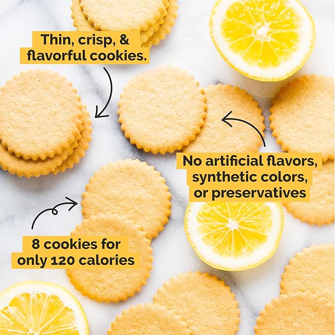Dewey’s Bakery Meyer Lemon Moravian Cookie Thins | Baked in Small Batches | Real, Simple Ingredients | Time-Honored Southern Bakery Recipe | 9 oz (Pack of 6)