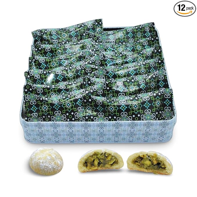 Al Bohsali Maamoul Pistachio Filled Shortbread Cookies 12 Individual Pouches