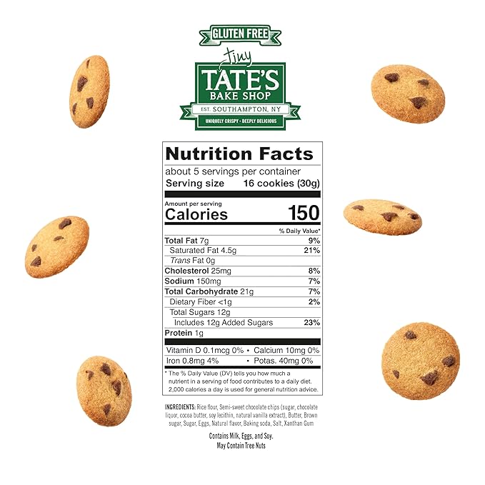Tate's Bake Shop Tiny Gluten Free Chocolate Chip Cookies, 3 - 5.5 oz Bags