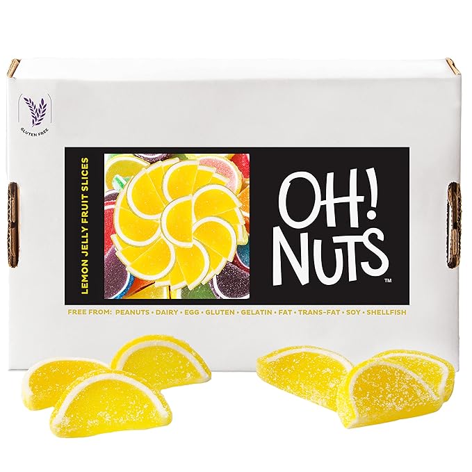 Oh! Nuts Lemon Jelly Fruit Slices Sugar Candy - 5 LB Bulk Bag - Traditional Old Fashioned Chewy Gummy Sweet Confectionery - Gluten-Free, Kosher Certified Pareve (150 CT)