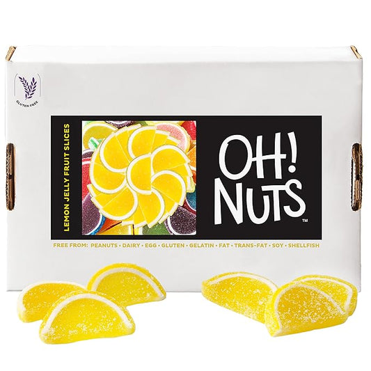 Oh! Nuts Lemon Jelly Fruit Slices Sugar Candy - 5 LB Bulk Bag - Traditional Old Fashioned Chewy Gummy Sweet Confectionery - Gluten-Free, Kosher Certified Pareve (150 CT)