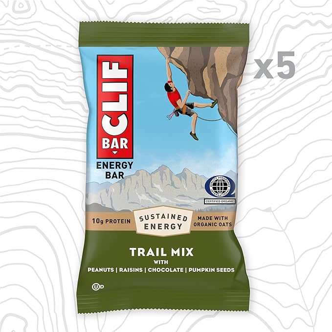 CLIF BAR - Energy Protein Bars - Trail Mix - Made with Organic Oats - Energy Bars - Non-GMO - (5 Pack)